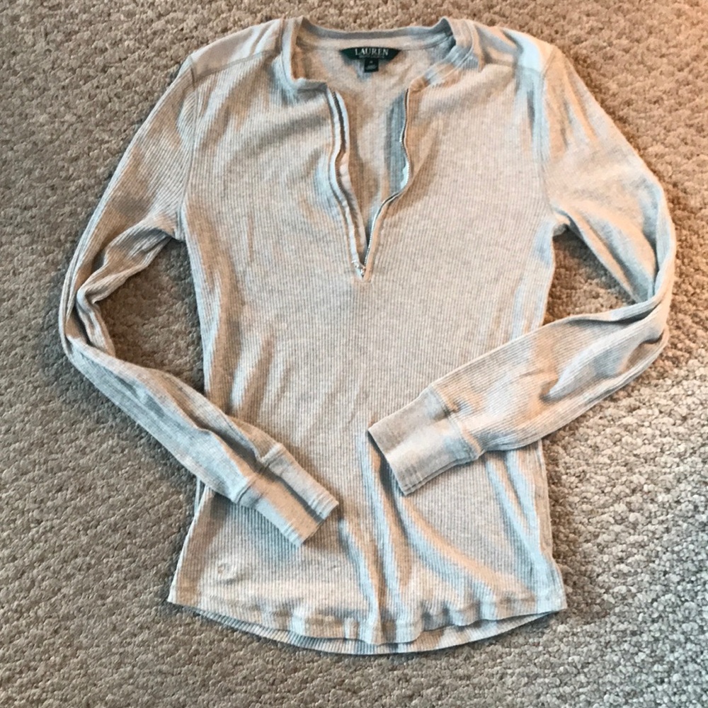Gray Ralph Lauren zip top